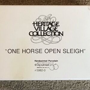 Department 56 One Horse Open Sleigh Heritage Village #5982-0 Accessory